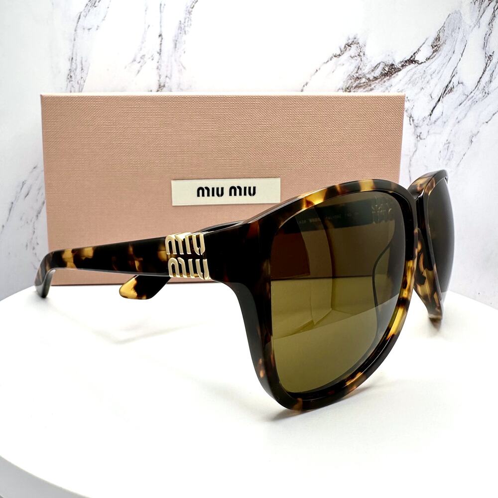 New MIU MIU Sunglasses Aviator Pilot Brown Honey Havana Tortoise